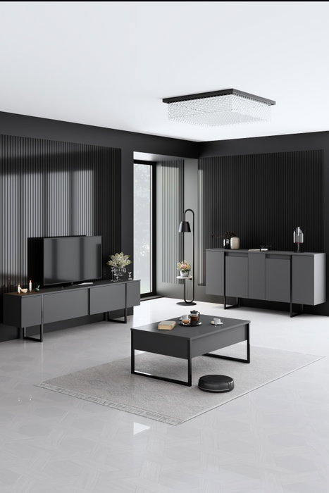 Hanah Home Conjunto de Muebles de Salón Luxe en Nogal y Negro Hanah Home Conjunto de Muebles de Salón Luxe en Nogal y Negro
